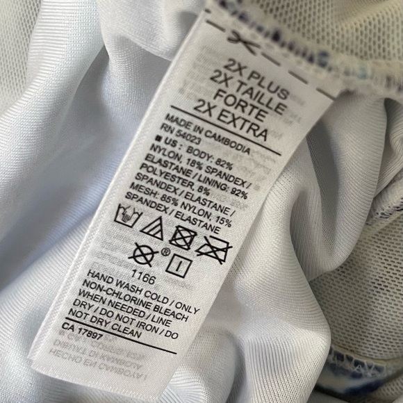 Old Navy Blue and White Tie Dye One Piece Swimsuit - Picture 3 of 3